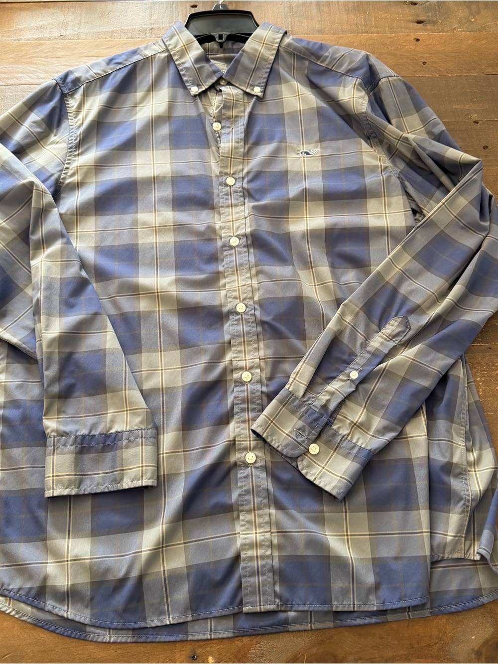 Vineyard Vines Blue and Gray Plaid Button-Down Shirt